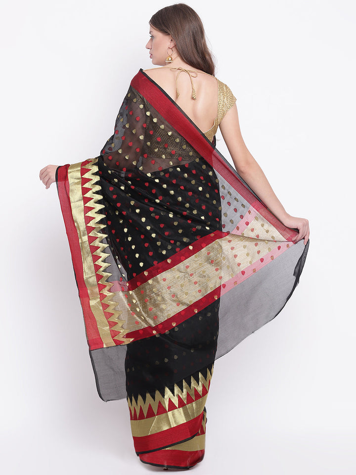 Maheshwari Chanderi Saree with Geometric Zari and Resham Weaving