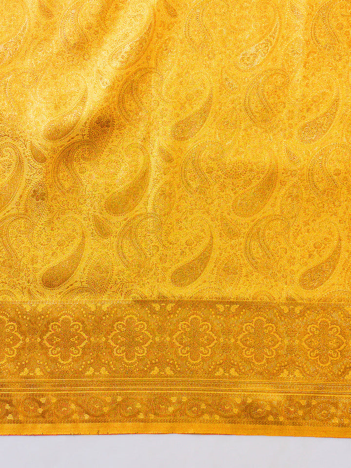 Traditional Banarasi Handloom Silk Saree with Ethnic Zari Paisley Weaving & Jhalar Pallu