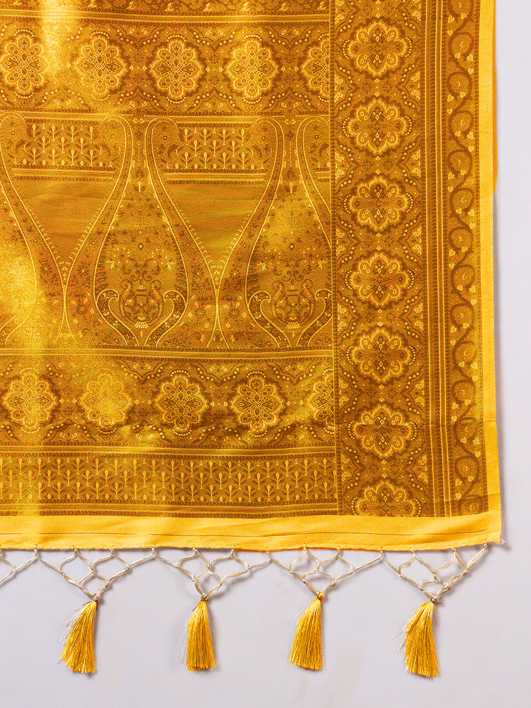 Traditional Banarasi Handloom Silk Saree with Ethnic Zari Paisley Weaving & Jhalar Pallu