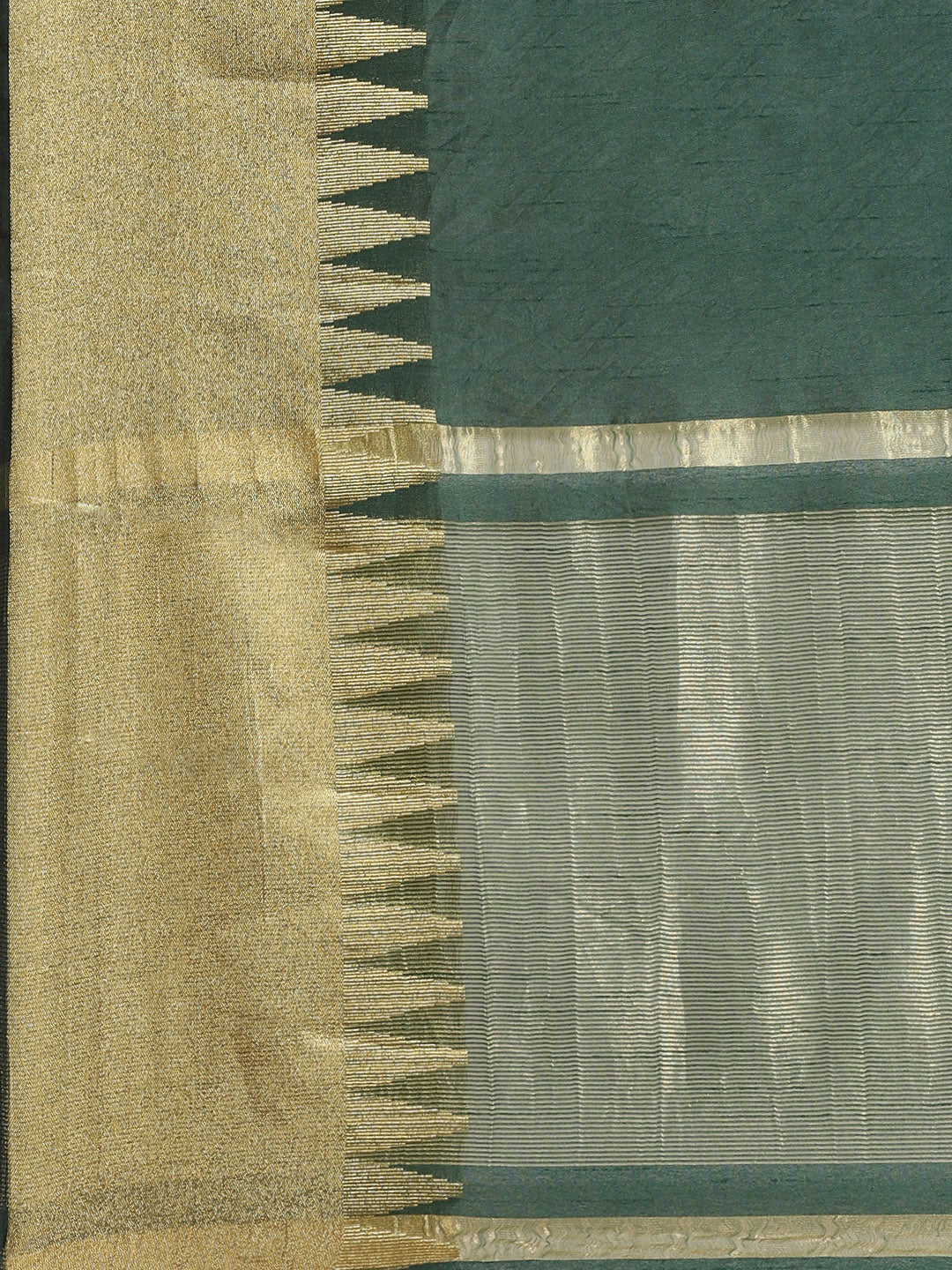 Kanjiwaram Dupion Silk Saree with Ethnic Temple Weaving Gold Zari Broad Border