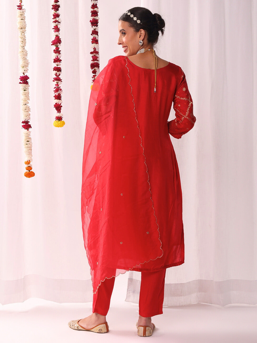 Aari Embroidery Gharchola Woven Kurta Set
