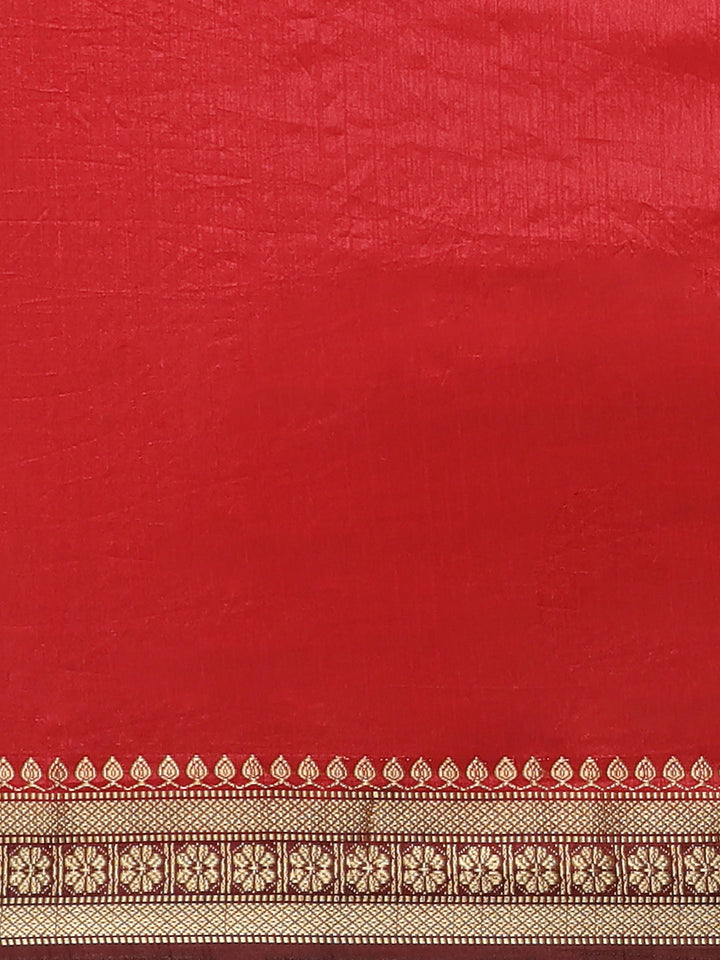 Mysore Silk Saree with Contrast Zari Floral Motif Weaving Border