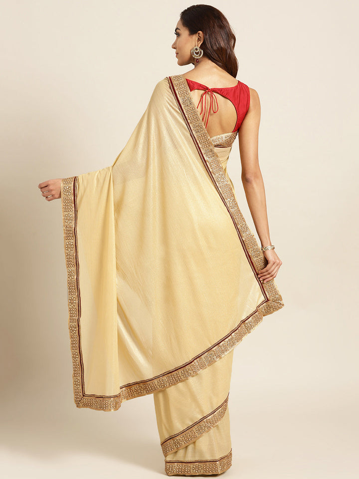 Shimmer Georgette Saree with Pearl Crystal Embellished Border