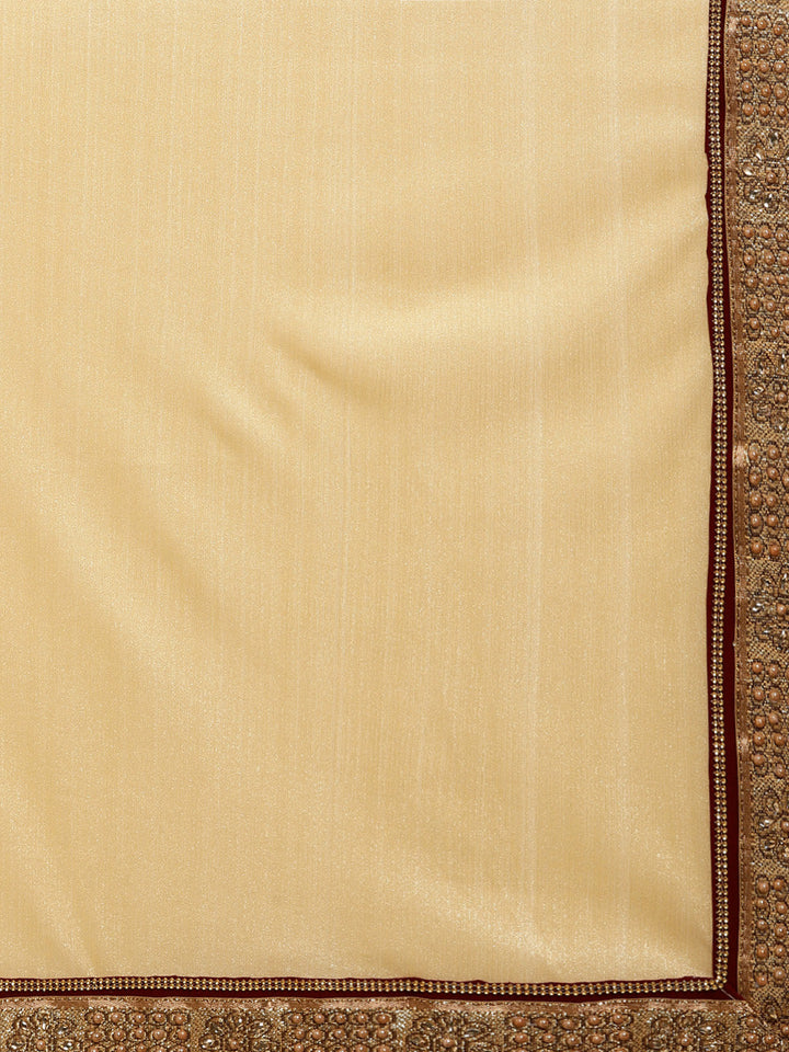 Shimmer Georgette Saree with Pearl Crystal Embellished Border
