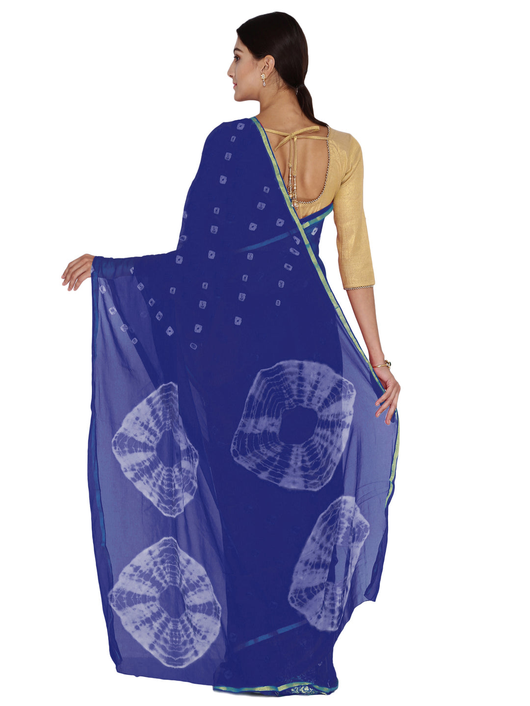 Blue Batik Print Chiffon Party Wear Saree