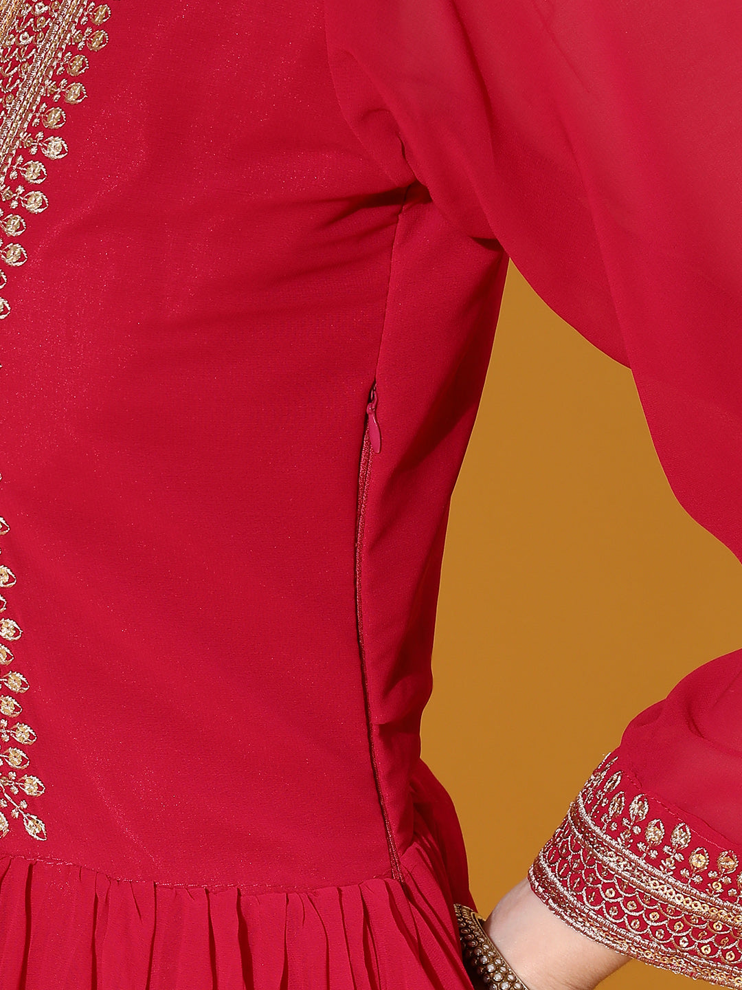 Made to Measure Fuchsia Pleated Georgette Anarkali Gown