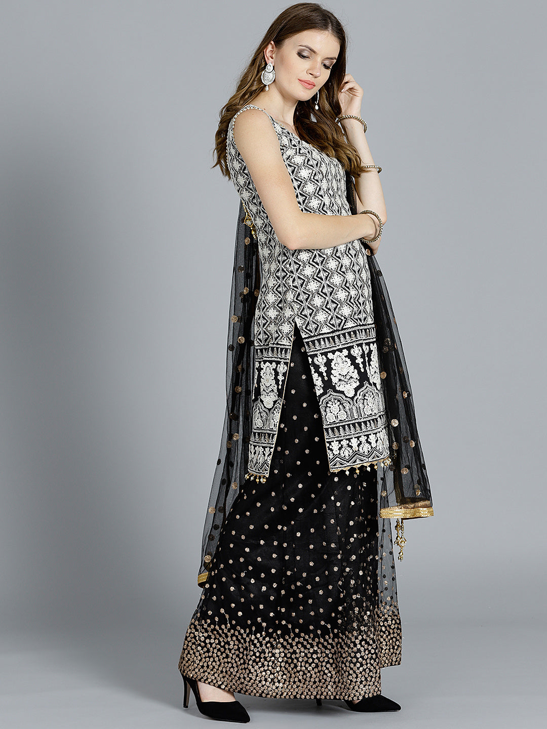 Resham Chikankari Embroidered Sharara Kurta