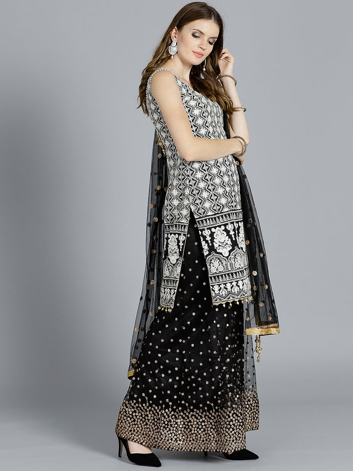 Resham Chikankari Embroidered Sharara Kurta