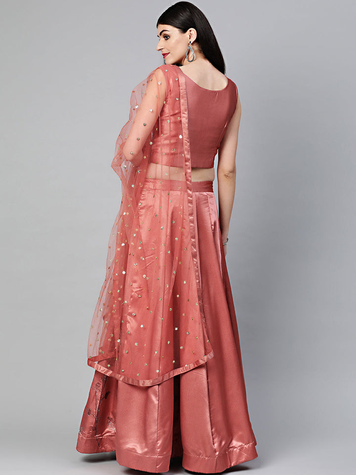 Crystal Embellished Crop Top Lehenga Choli in Geometric Pattern
