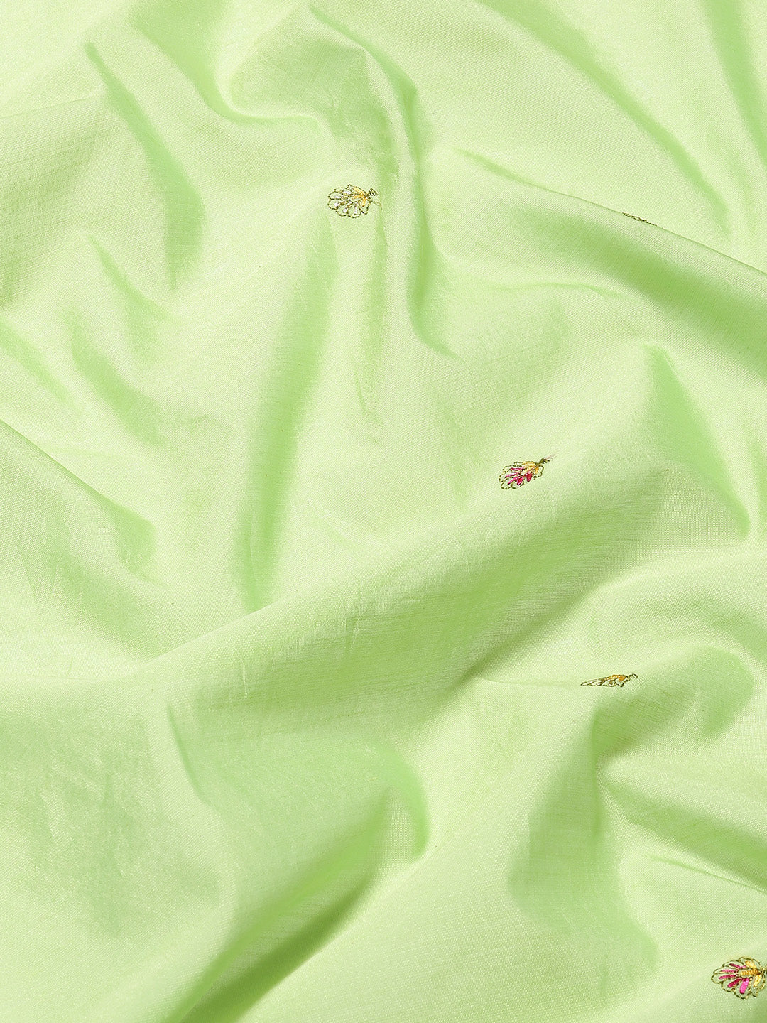 Pista Green Paisley Resham Thread Embroidery Cotton Tussar Saree