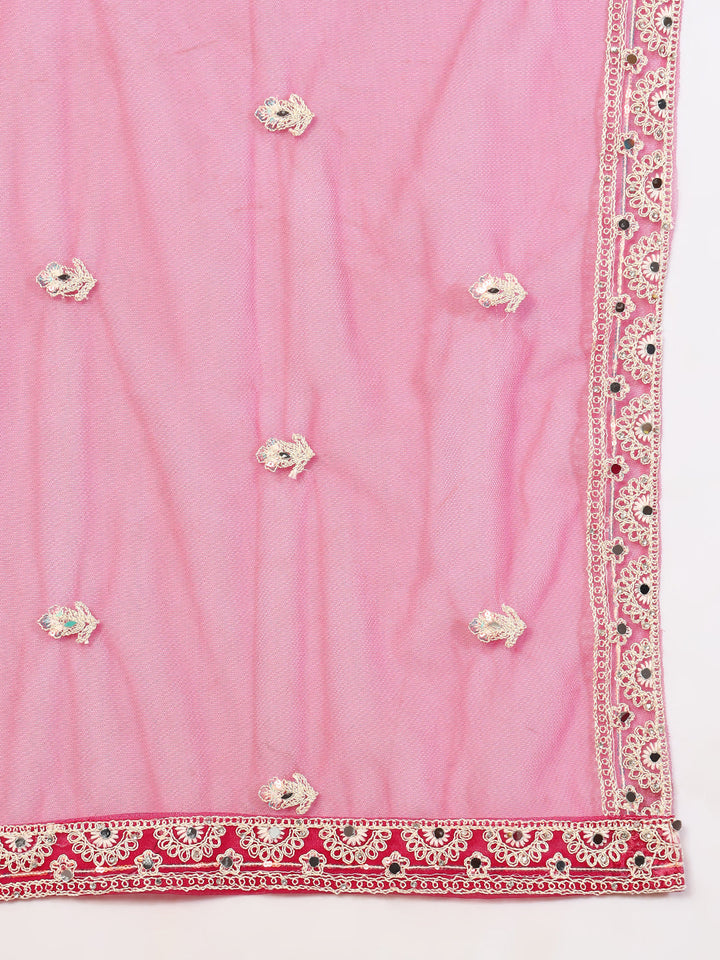 Festive Thread Embroidery & Mirror Work Tasseled Lehenga Set with Paisley Motifs