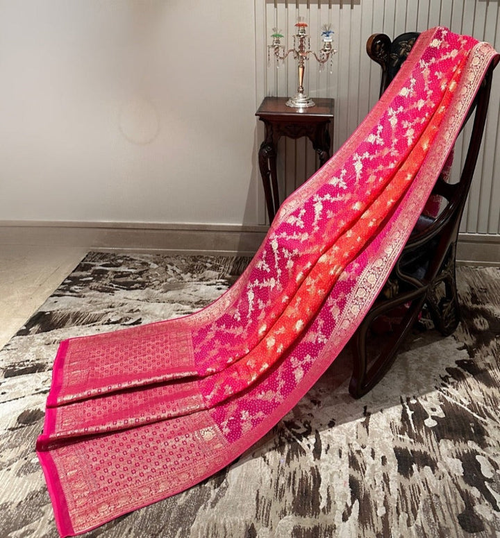 Radiant Pink Georgette Saree