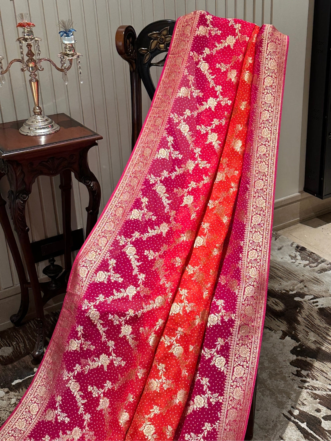 Radiant Pink Georgette Saree