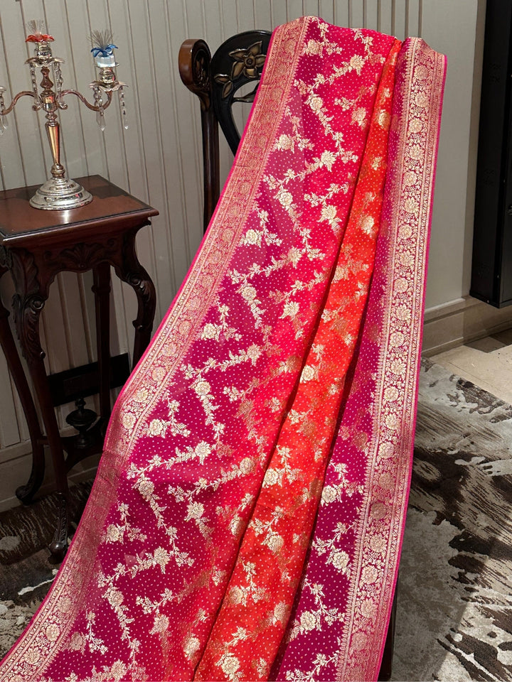 Radiant Pink Georgette Saree