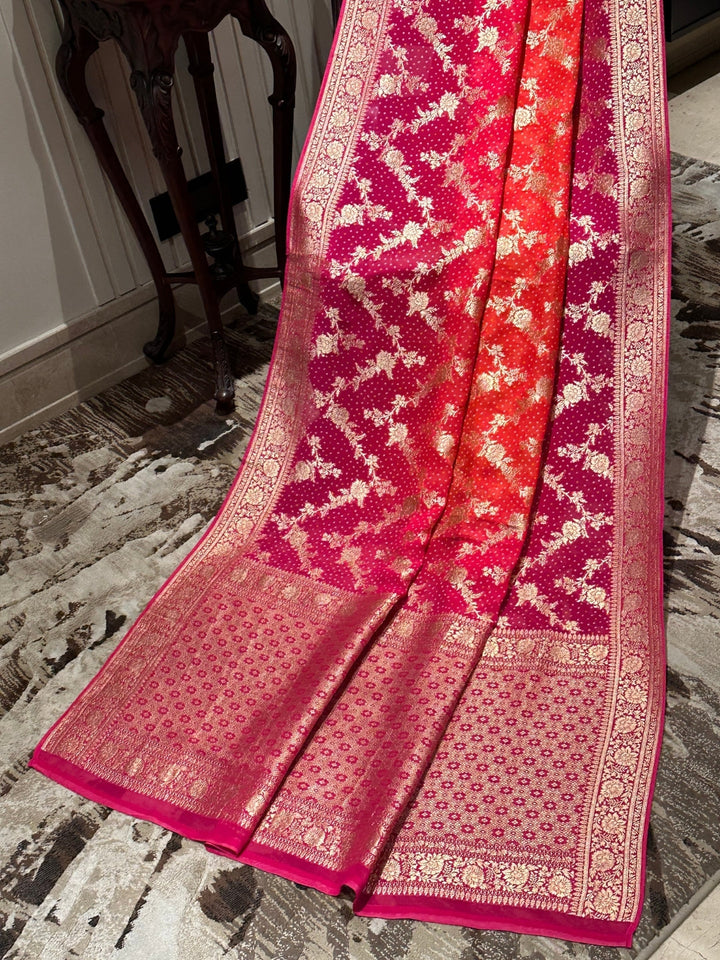 Radiant Pink Georgette Saree