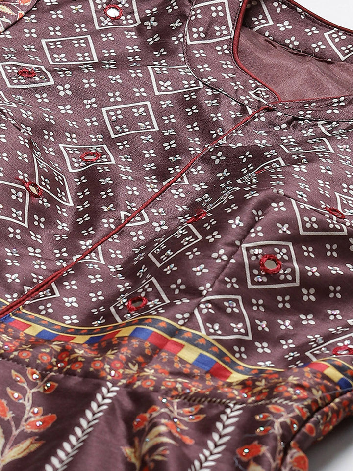 Made to Measure Bohemian Digital Printed Cocktail Embellished Gown with Net Dupatta