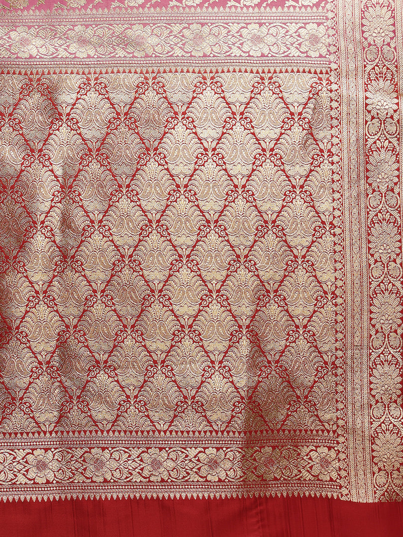 Traditional Handloom Banarasi Silk saree with Zari Woven Flowers