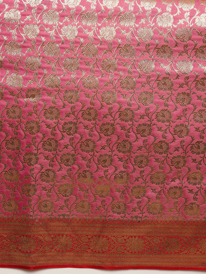 Traditional Handloom Banarasi Silk saree with Zari Woven Flowers