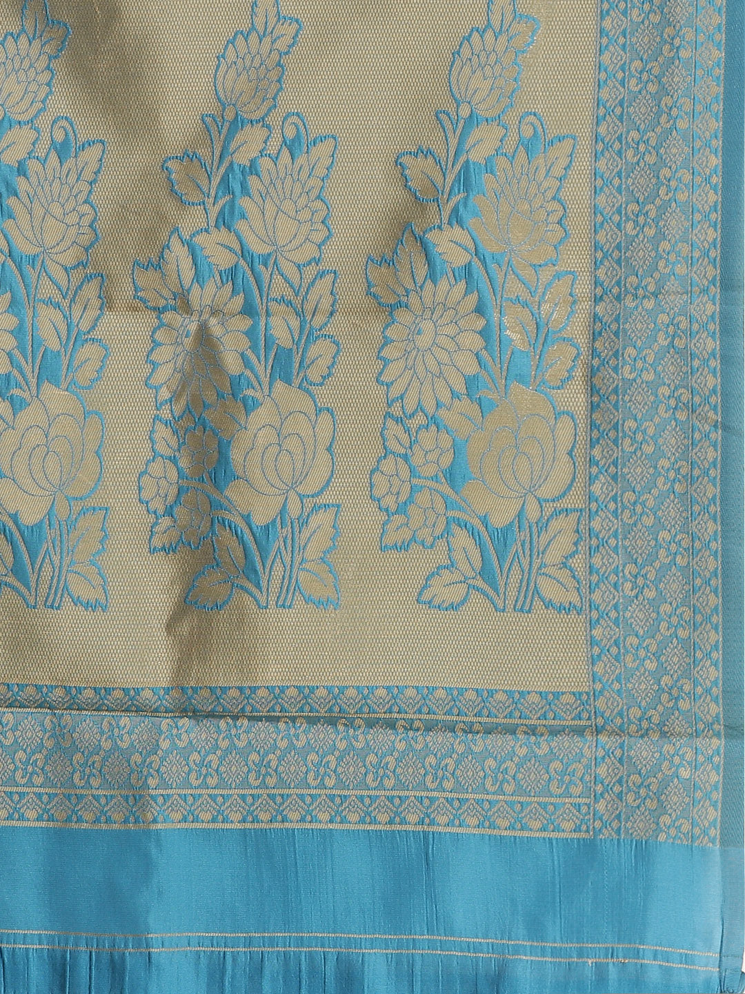 Blue Kanjiwaram inspired Silk Saree with Garchola Checked Weaving and Ethnic Motifs
