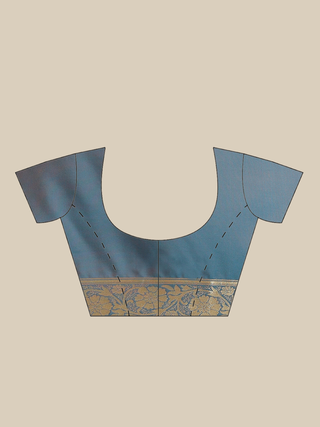 Banarasi Handloom Saree with Gold Zari Oxidised Dark Floral Weaving and Heavy Rich Pallu