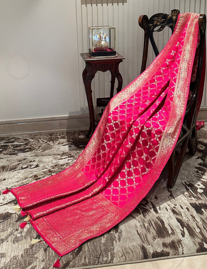 Charming Pink Silk Saree