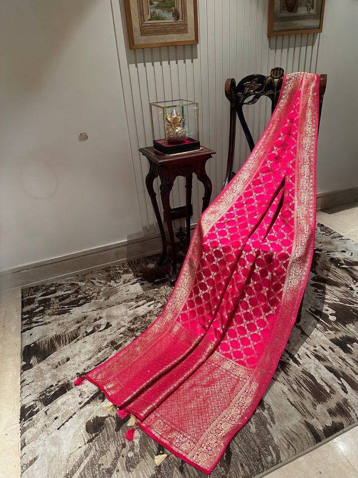 Charming Pink Silk Saree