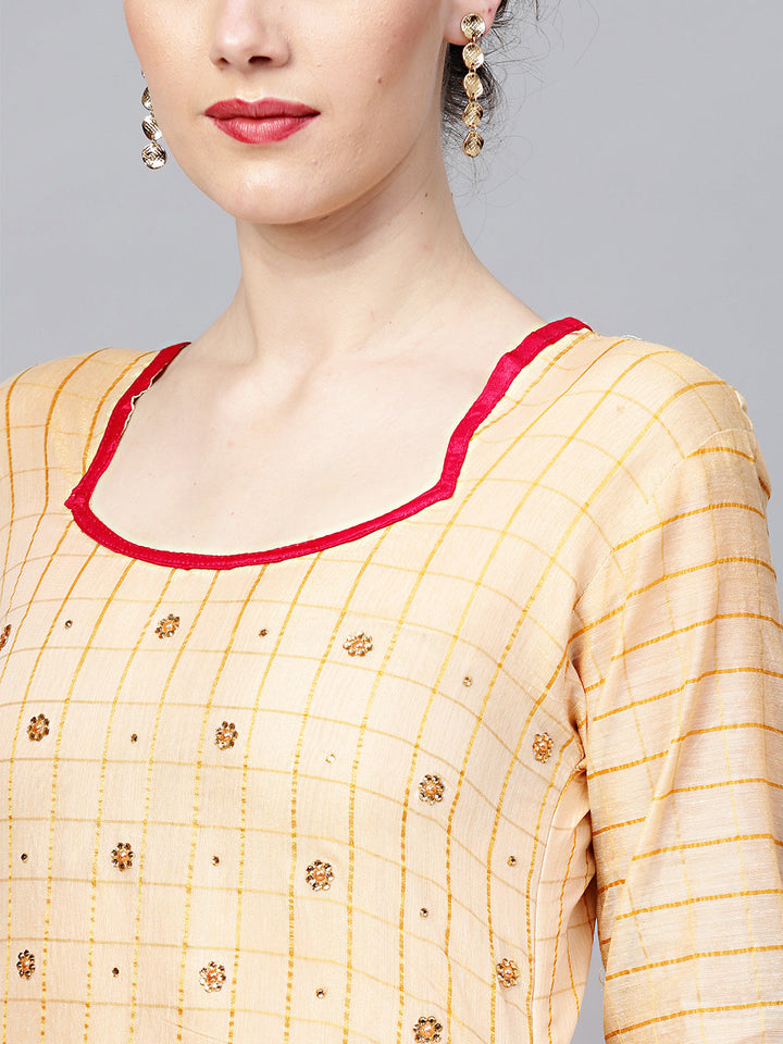Chanderi Dress Material with Embroidered Dupatta