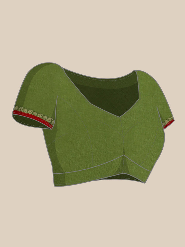Handloom Bengali Style Gadwal Saree With Red Broad Border