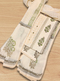 Chhabra 555 Chikankari Embroidery Unstitched Cotton Suit Dupatta Set with Block Print Floral Motifs 