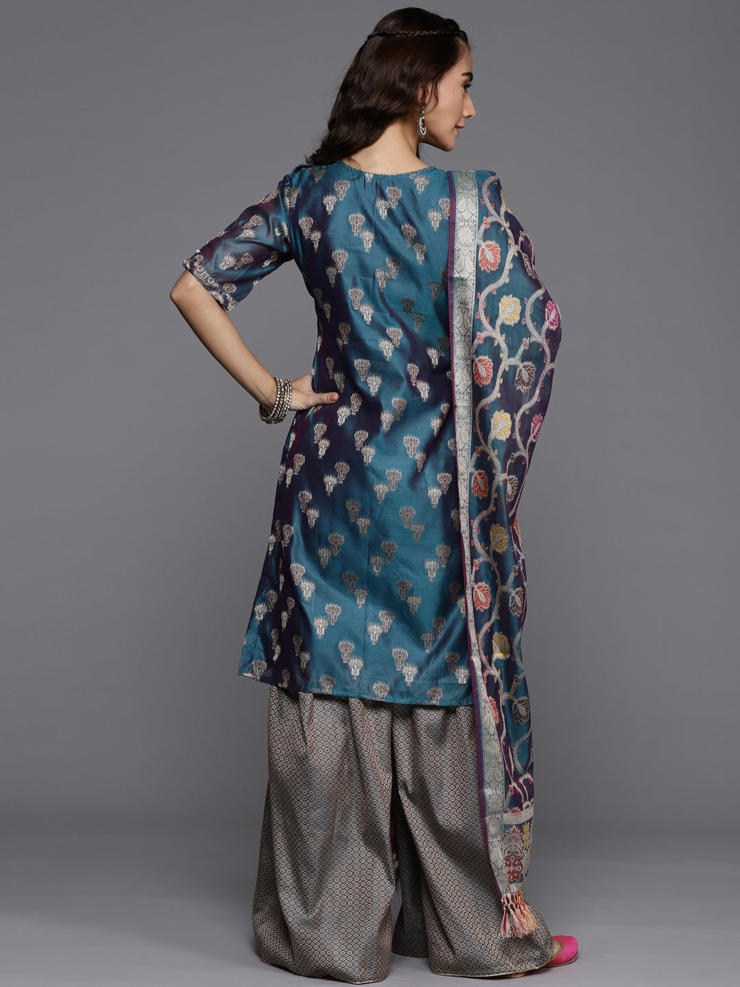 Banarasi Ethnic Weaving Unstitched Suit Salwar Set & Handloom Dupatta