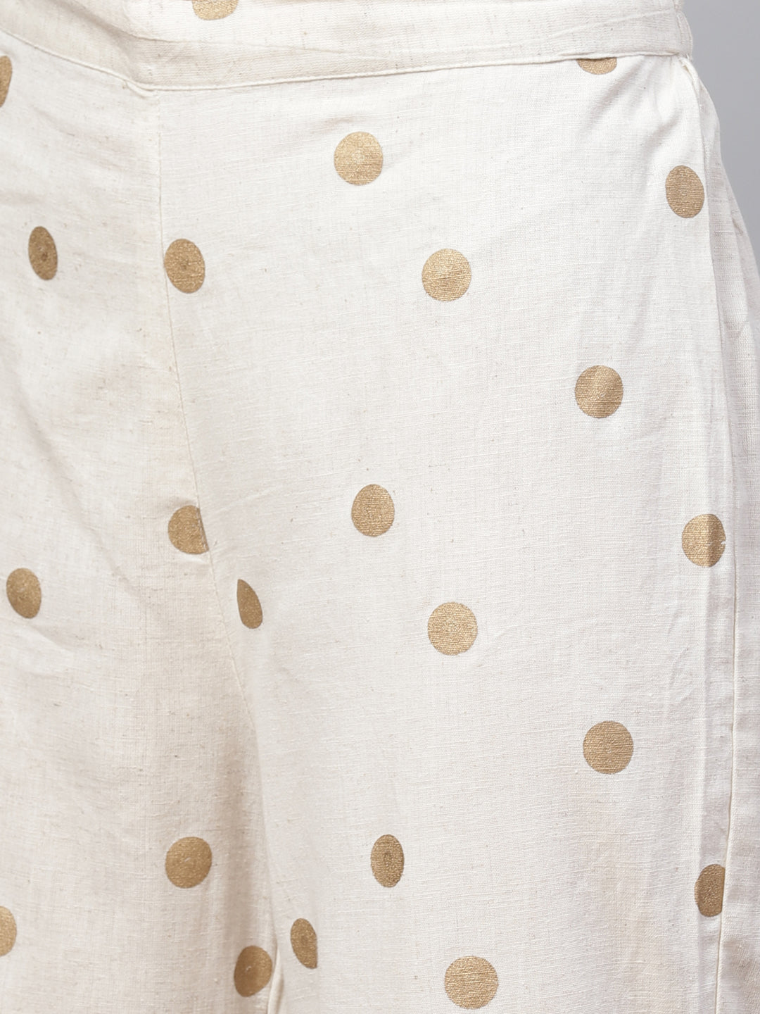 Made to Measure Jute Cotton Angrakha Kurta Pants Set With Gold Prints & GotaPatti Trims