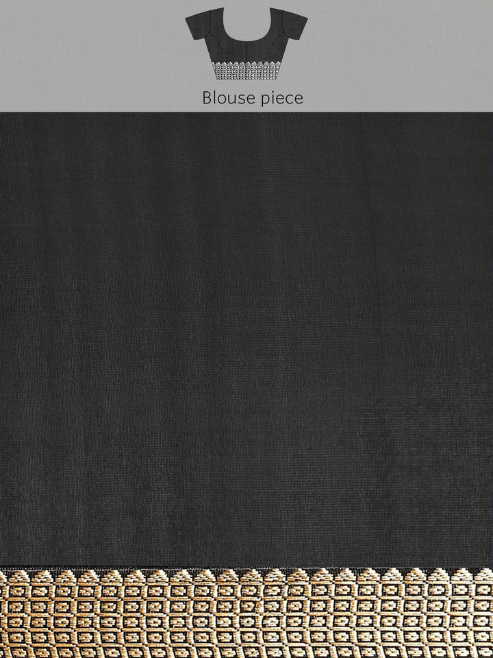 Black Ikat Inspired Geometric Printed Silk Blend Saree