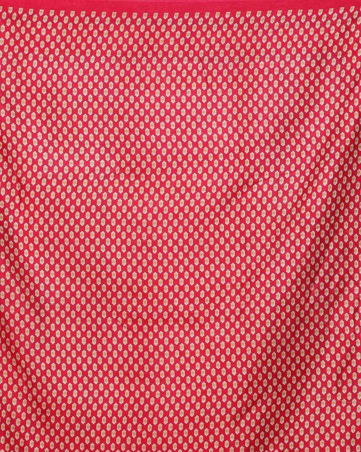 Fuchsia Patola Inspired Crepe Silk Printed  Saree with Ethnic Peacocks and Paisleys