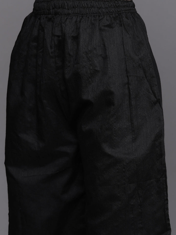 Black Kurta Palazzo Set With Gotta patti Embroidery Neckline & laces