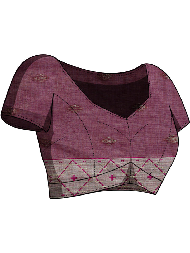 Pastel Banarasi Chanderi Jute Cotton Saree with Resham Contrast Weaving & Tassels