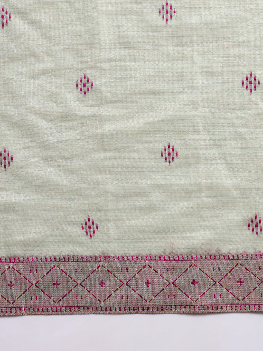 Pastel Banarasi Chanderi Jute Cotton Saree with Resham Contrast Weaving & Tassels