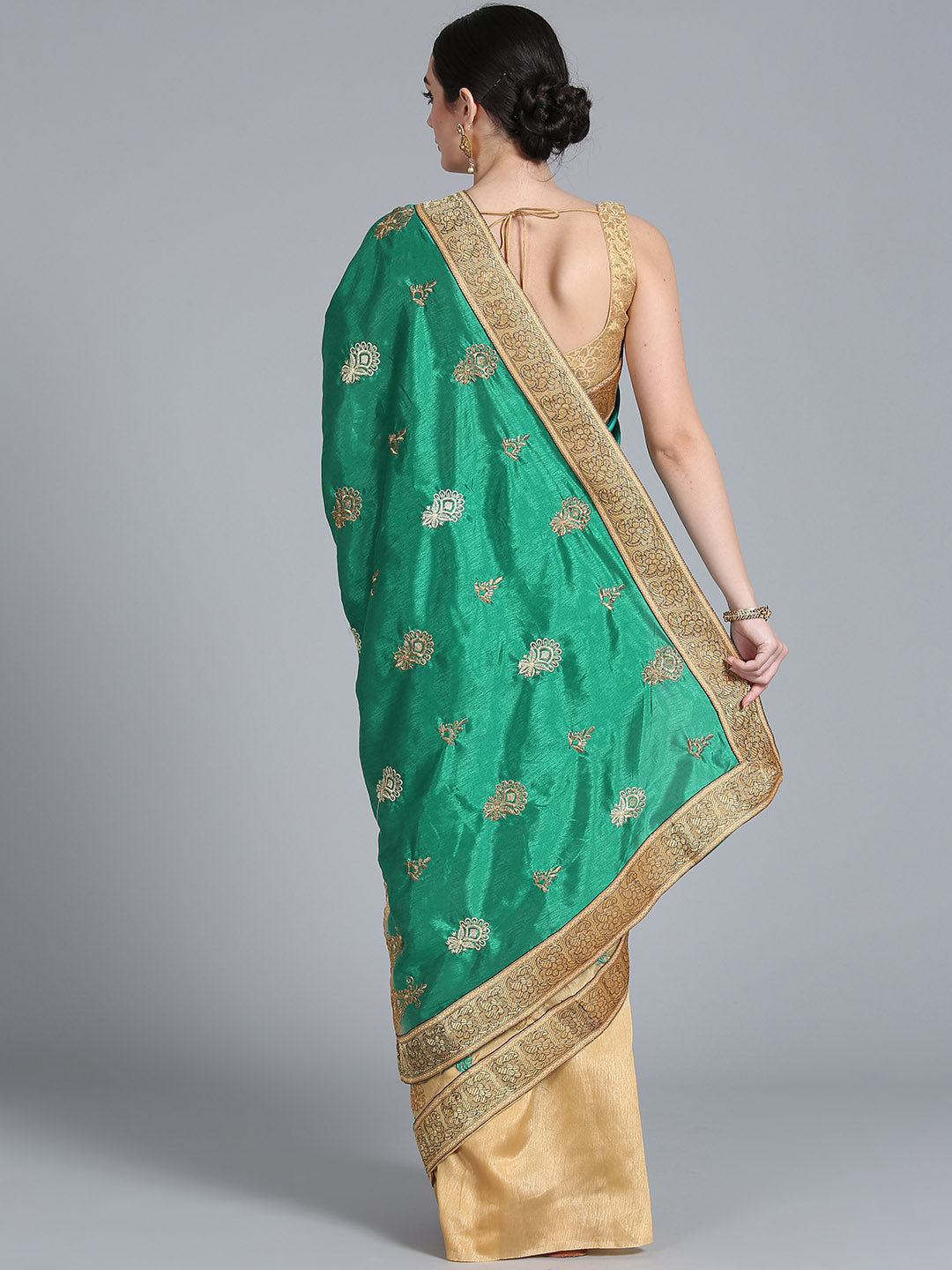 Ombre Saree with Resham Zari Embroidered Floral Motifs