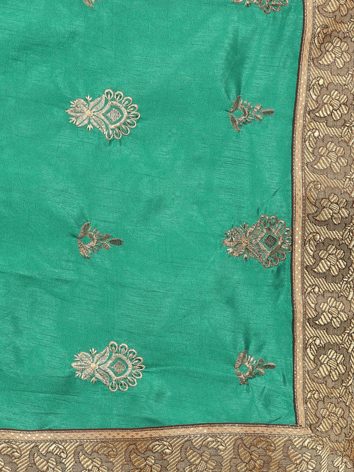 Ombre Saree with Resham Zari Embroidered Floral Motifs