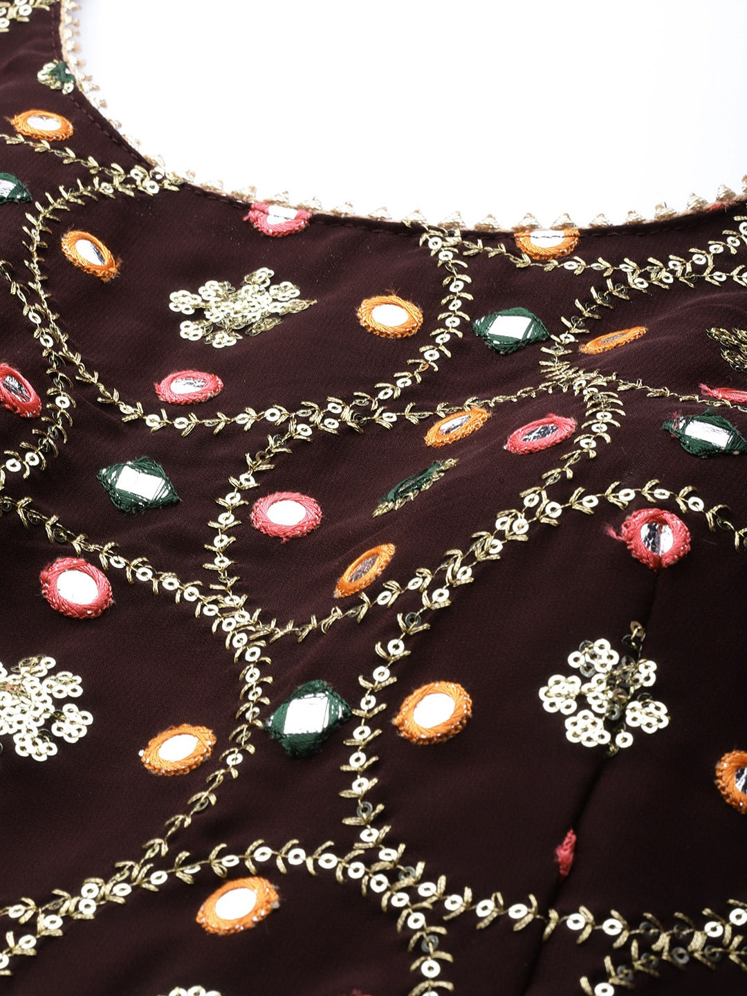 Made to Measure Sequence & Mirror Embroidery Peplum Sharara Suit Set With Pearl Tassels