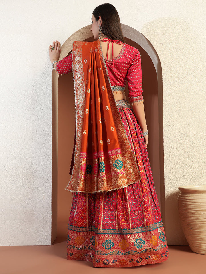 Chhabra 555 Rajasthani Poshak Lehenga with Tasseled Cut-out Blouse and Banarasi Handloom Dupatta