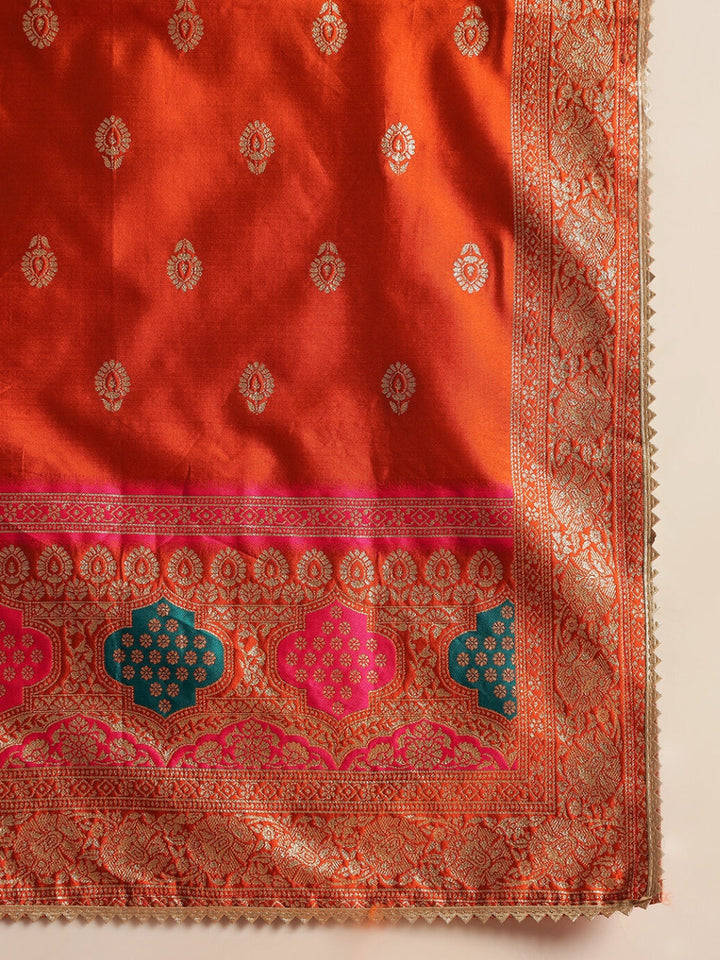 Chhabra 555 Rajasthani Poshak Lehenga with Tasseled Cut-out Blouse and Banarasi Handloom Dupatta