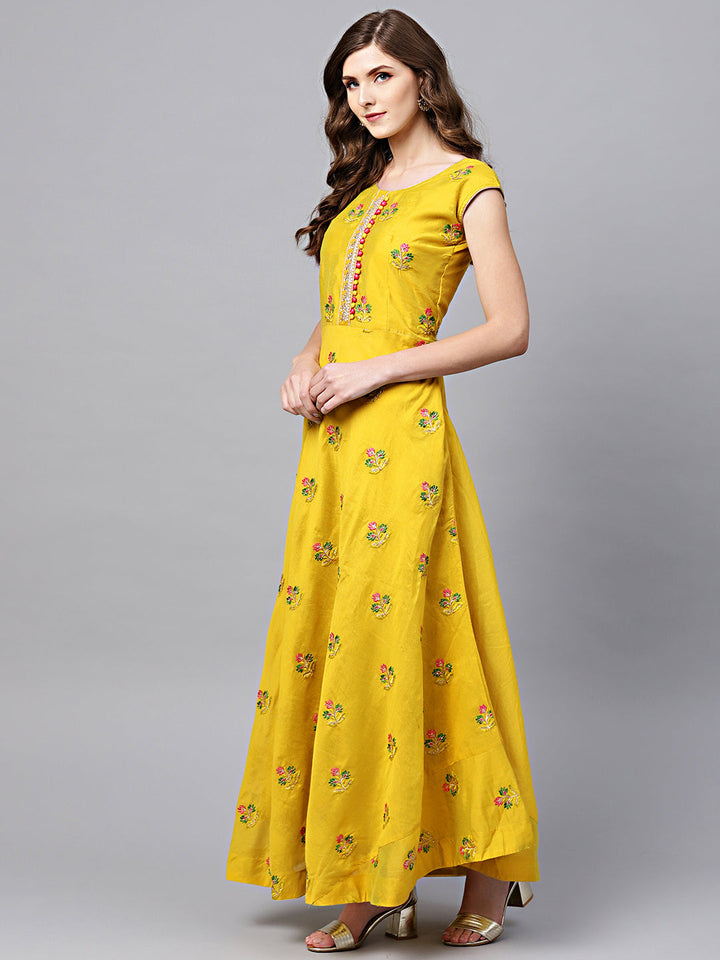 Anarkali Embroidered Suit with Bandhej dupatta