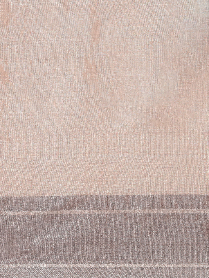 Pastel Chanderi Silk Banarasi Saree With Stylish Unstitch Grey Jacket