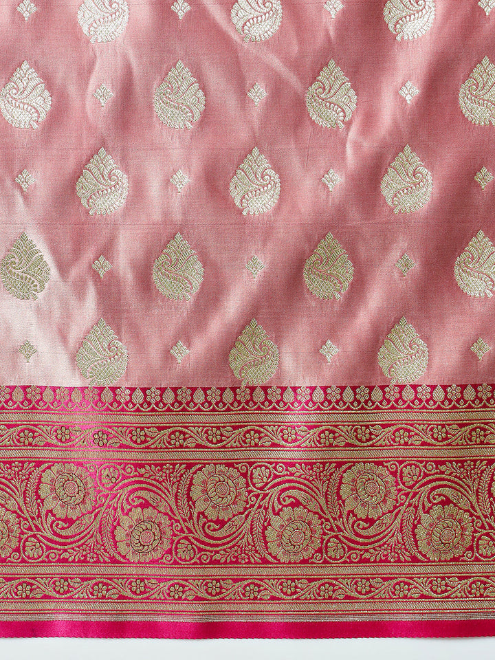 Mauve Ethnic Motifs Handloom Banarasi Pure Khaitan Silk Saree