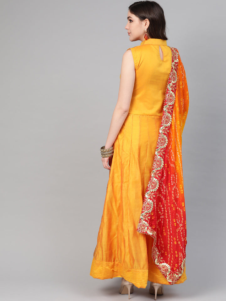 Mughal-style Kurta Set with Bandhej Gota Patti dupatta