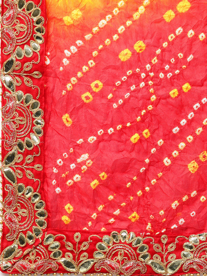 Mughal-style Kurta Set with Bandhej Gota Patti dupatta