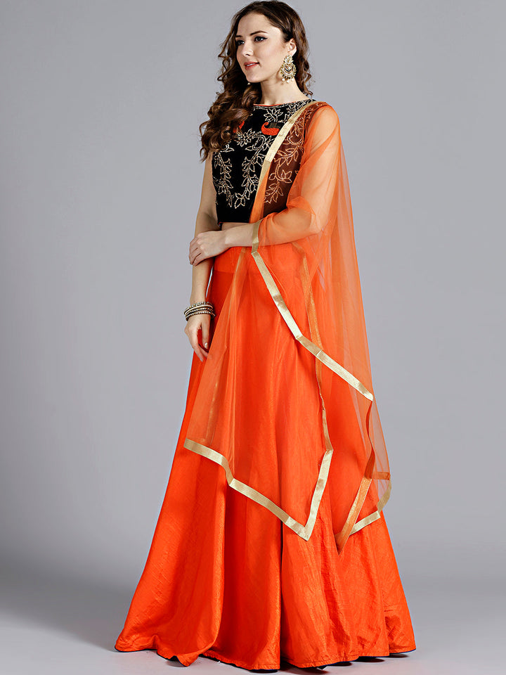 Velvet Embellished Crop top Lehanga set with Peacock Motifs