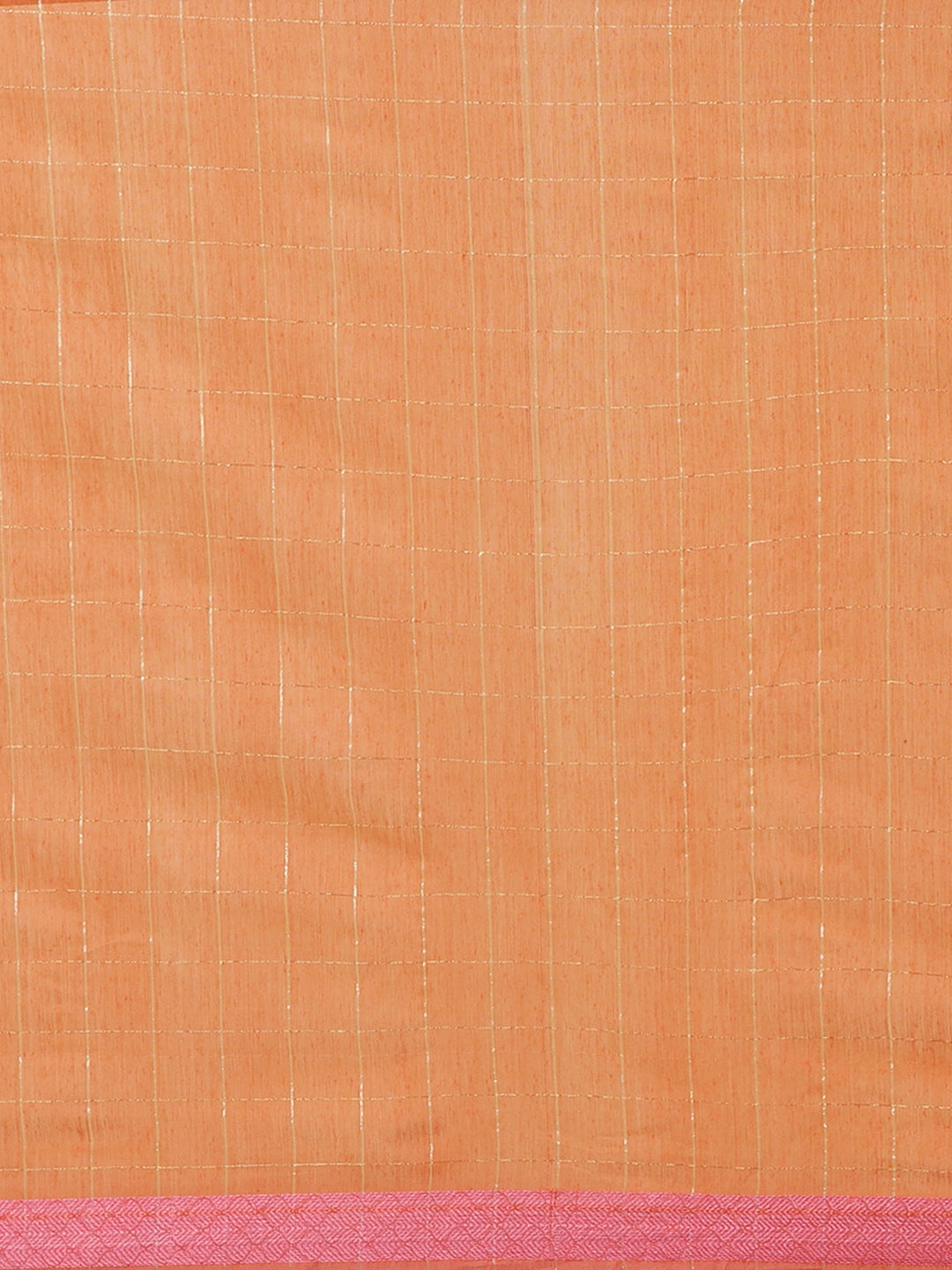 Banarasi Chanderi Checkered Saree with Geometrical Gold Zari Motifs in multicolor Border
