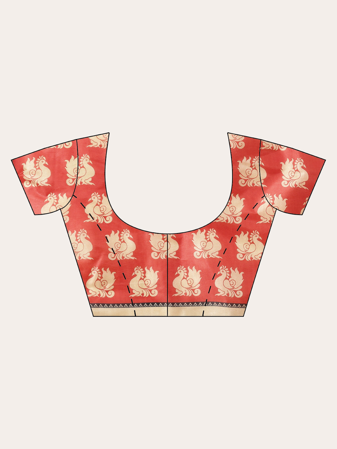 Colorblocked Bhagalpuri Printed Saree with Peacock Floral Motifs