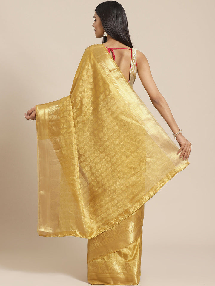 Banarasi Jamdani Embossed Handloom Saree with Paisley Resham Weaving & Woven Zari Border